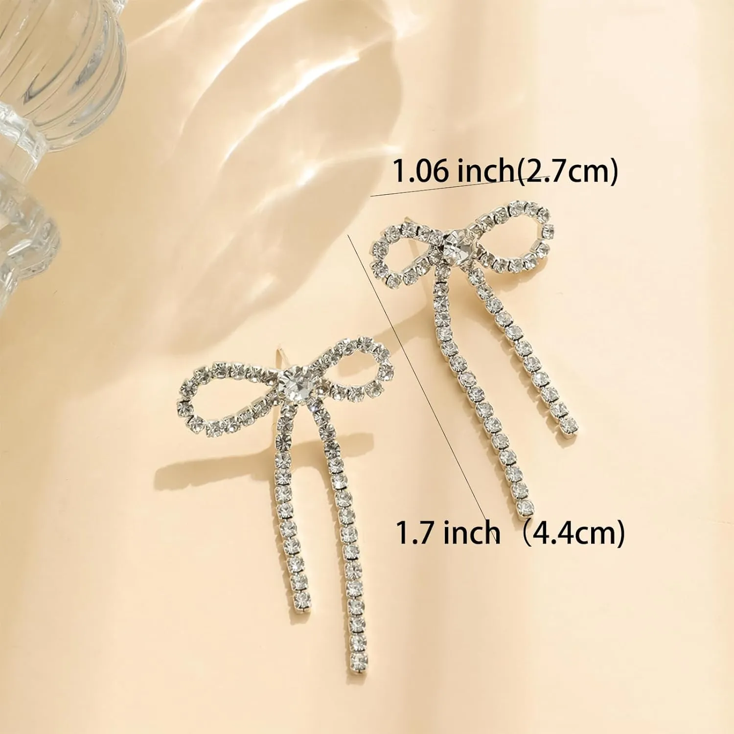 Black Bow Earrings for Women Trendy Black Earrings Rhinestone Dangling Sparkly Wedding Earings for Brides Bow Jewelry
