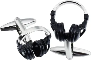 Black Headphone Cufflinks For Men With Gift Box
