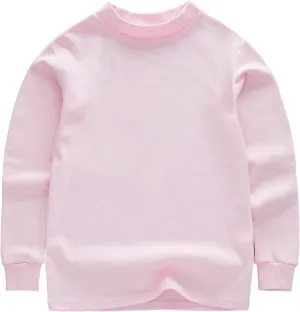 Boys and Girls' Classic Fit Crewneck T Shirt | Organic Cotton Soft Multi Pack Loog Sleeve Basic Kids Olive Shirt