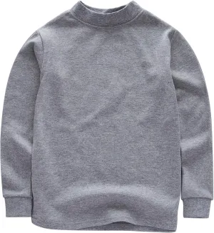 Boys and Girls' Classic Fit Crewneck T Shirt | Organic Cotton Soft Multi Pack Loog Sleeve Basic Kids Olive Shirt