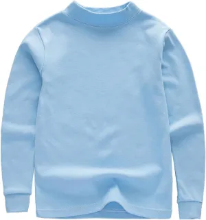 Boys and Girls' Classic Fit Crewneck T Shirt | Organic Cotton Soft Multi Pack Loog Sleeve Basic Kids Olive Shirt