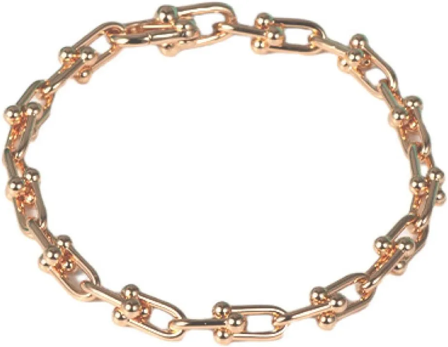 Bracelet for Women and Men,U-Shaped Bracelet Lock Chain Metal Texture,for Almost Any Hand. D