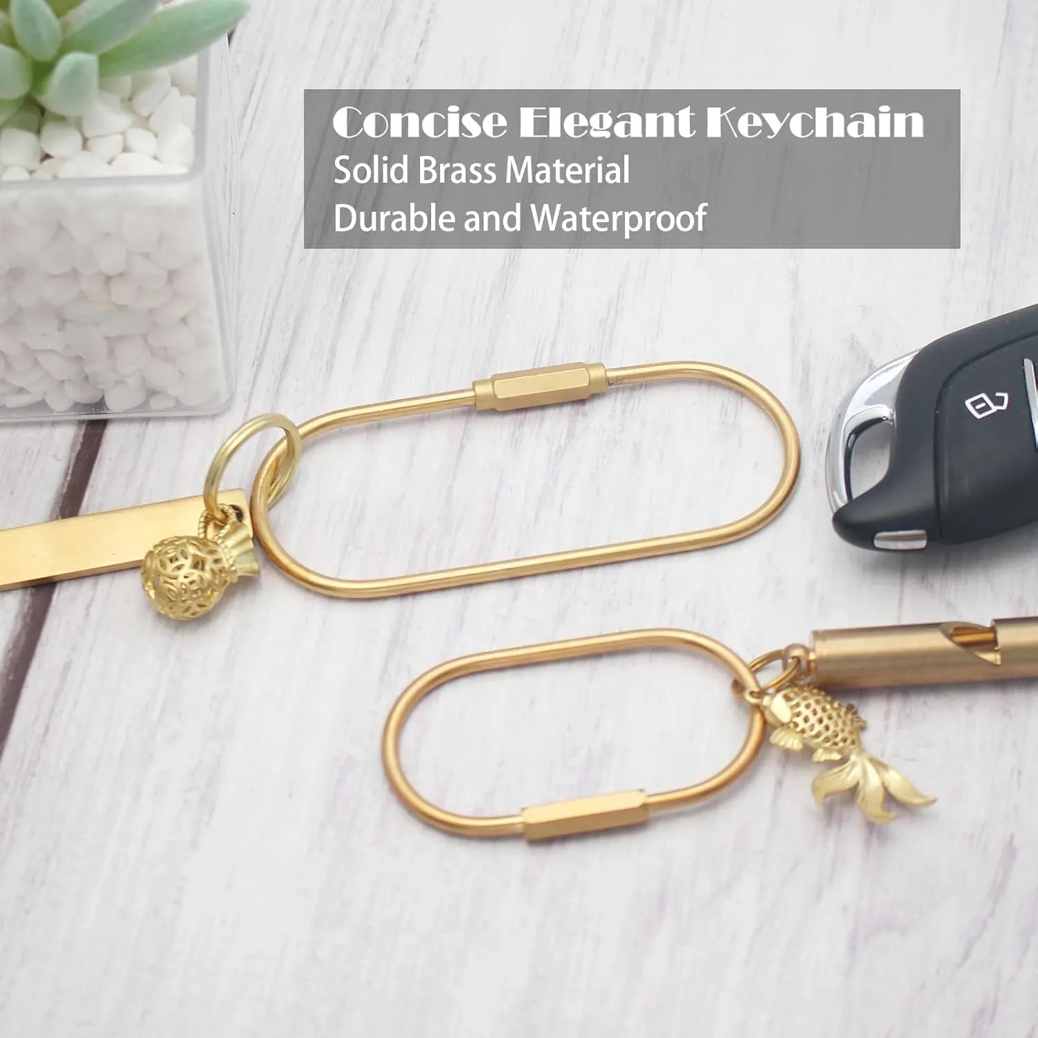 Brass Screw Lock Keychain-Simple Style Heavy Duty Car Key Organizer, Universal Key Fob Holder for Men Women, Gold