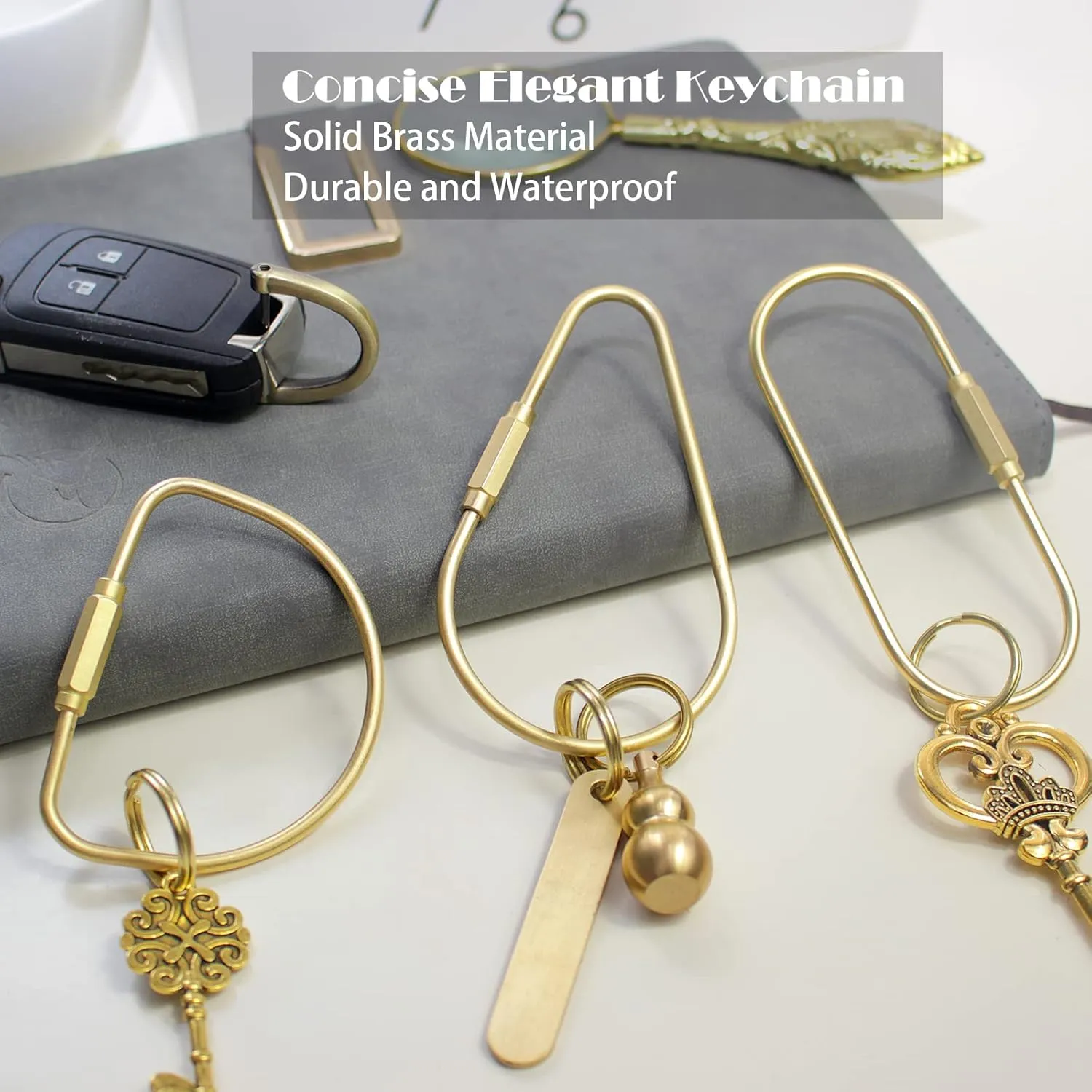 Brass Screw Lock Keychain-Simple Style Heavy Duty Car Key Organizer, Universal Key Fob Holder for Men Women, Gold