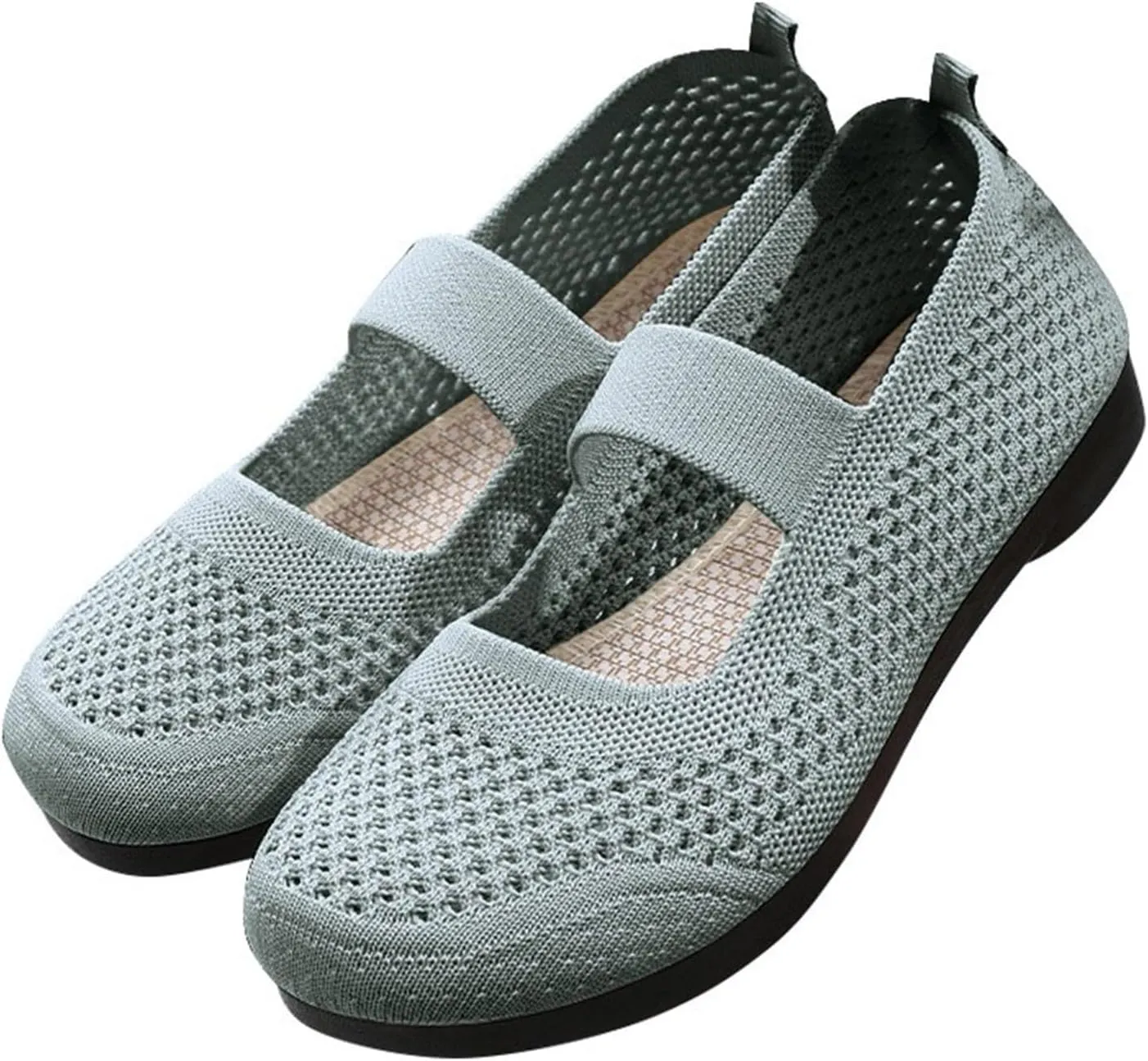 Breathable Slip On Sneakers for Women Woven Walking Shoes with and Foam Cushioning FeatuBow Design (3.5 UK Mint Green)