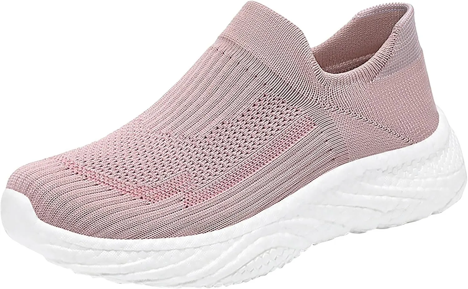 Breathable Woven Slip On Foam Sneakers for Women Walking Shoes with Platform Shoes (4 UK Soft red)