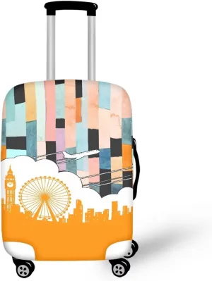 Building Print Luggage Covers for Suitcase with Top Opening Design Suit Case Accessories Baggage Cover with Zipper Beautiful & Practical Outdoor