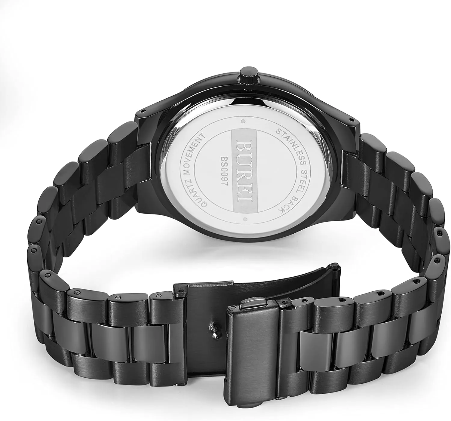 BUREI Men Watches Fashion Analog Stainless Steel Quartz Waterproof Watches,Gift for Men.