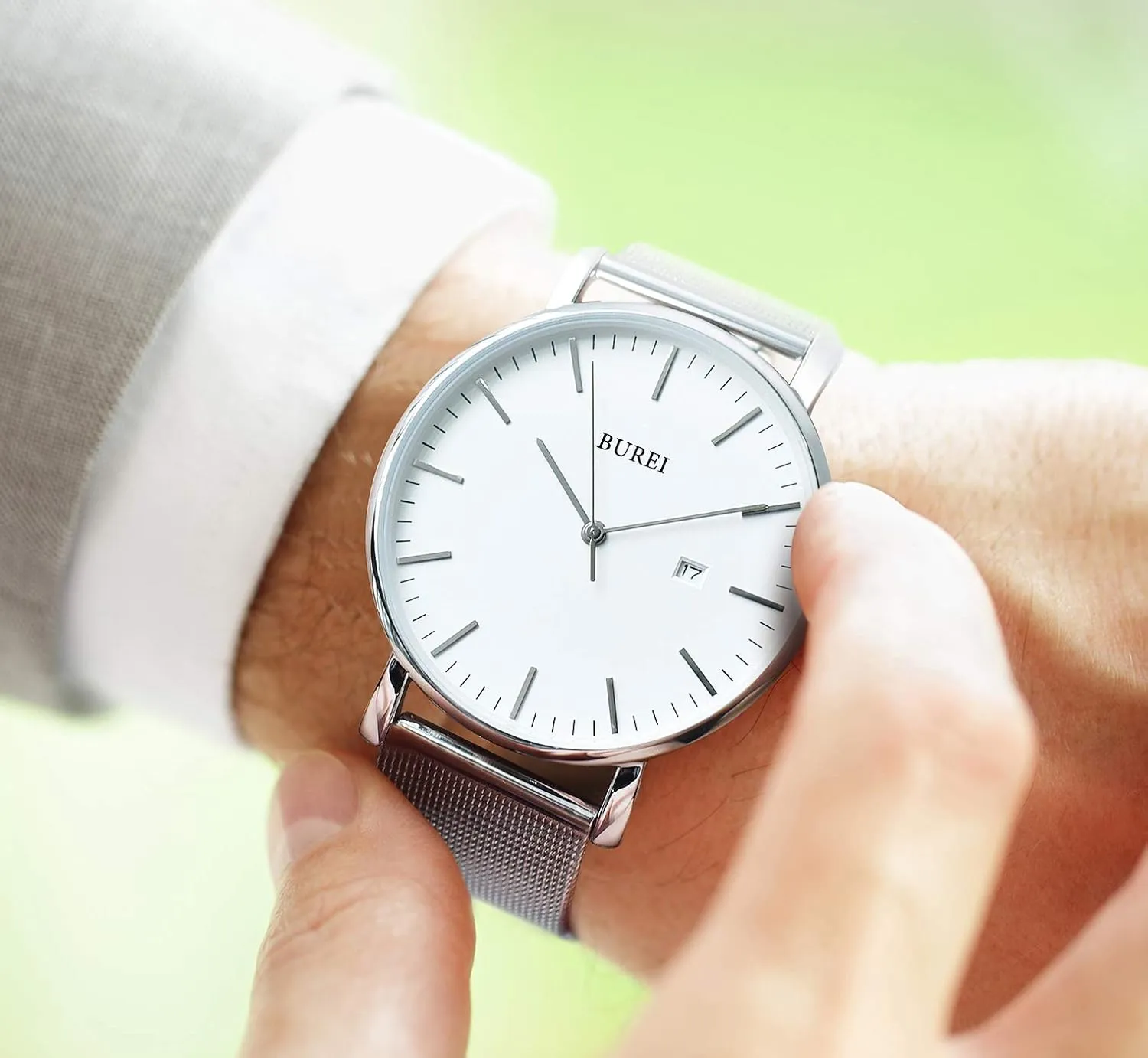 BUREI Men Wrist Watches Fashion Minimalist Analog Quartz Waterproof Watches for Men