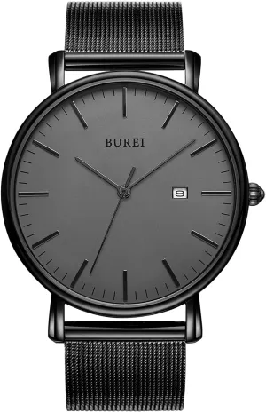 BUREI Men Wrist Watches Fashion Minimalist Analog Quartz Waterproof Watches for Men