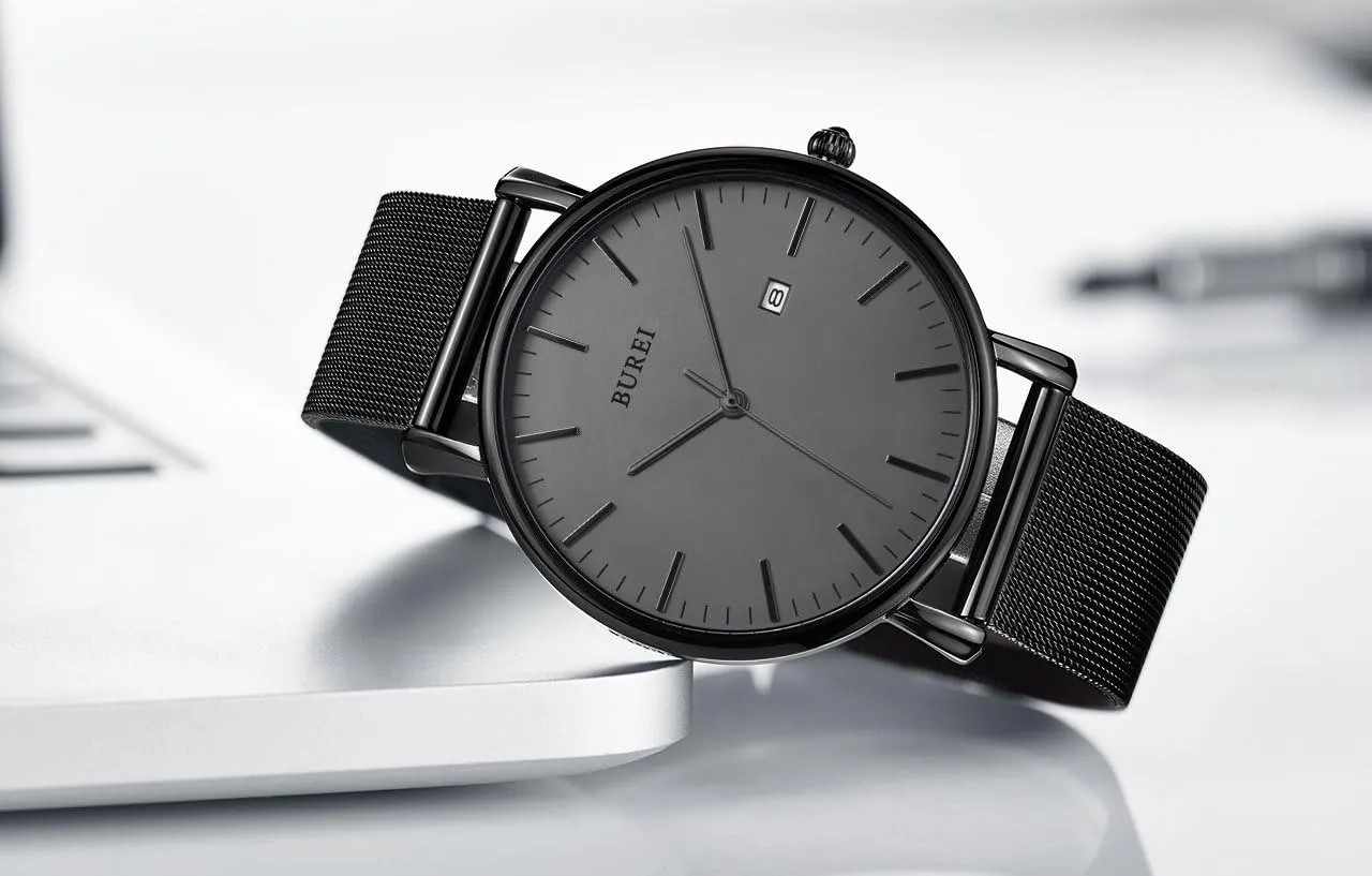 BUREI Men Wrist Watches Fashion Minimalist Analog Quartz Waterproof Watches for Men