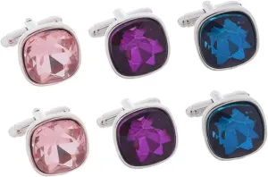 Burgundy Suit Cufflinks Men's Shirt Cufflinks Set 3 Pairs of High Polished Jewelry