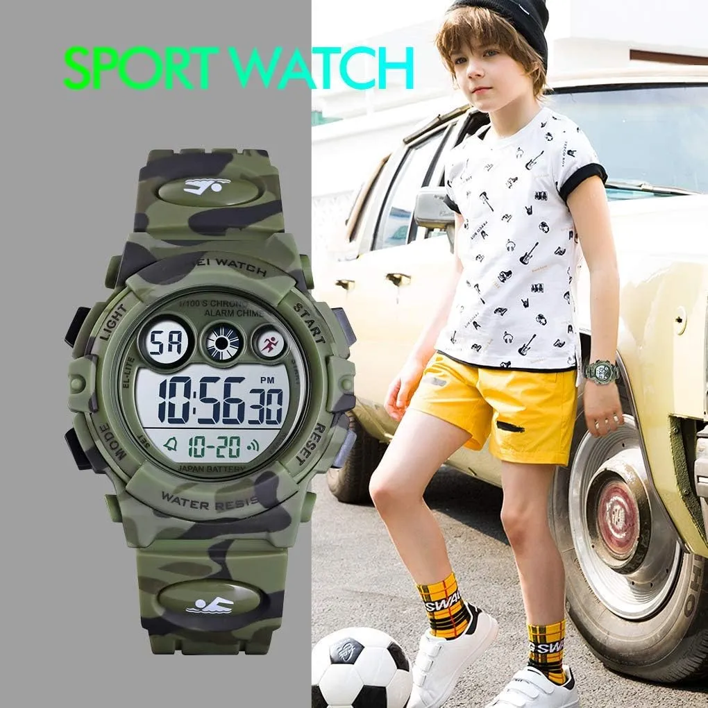 CakCity Kids Watches Digital Sport Watches for Boys Girls Outdoor Waterproof Watches with Alarm Stopwatch Military Child Wrist Watch Ages 5-10