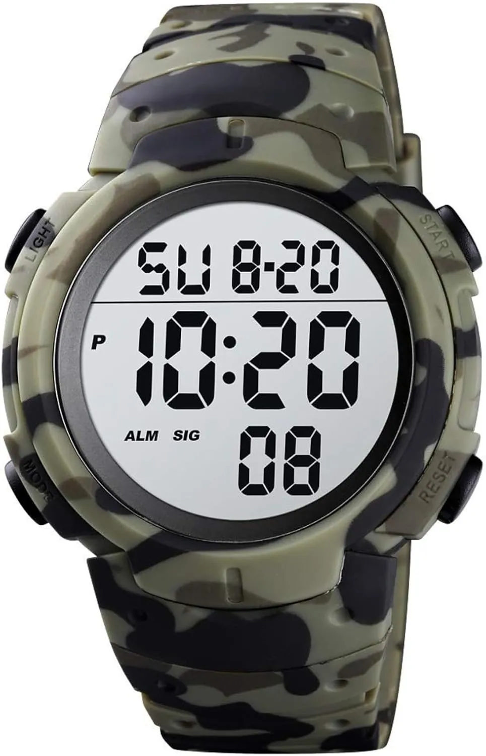 CakCity Mens Digital Sports Watch LED Screen Large Face Military Watches for Men Waterproof Casual Luminous Stopwatch Alarm Simple Army Watch