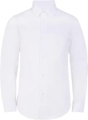 Calvin Klein Boys' Long Sleeve Slim Fit Dress Shirt, Button-Down Style with Cuffs & Shirttail Hem