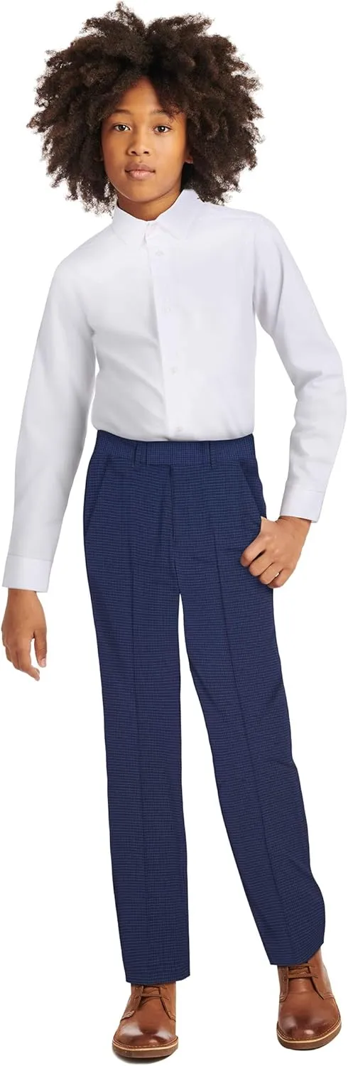 Calvin Klein Boys' Long Sleeve Slim Fit Dress Shirt, Button-Down Style with Cuffs & Shirttail Hem