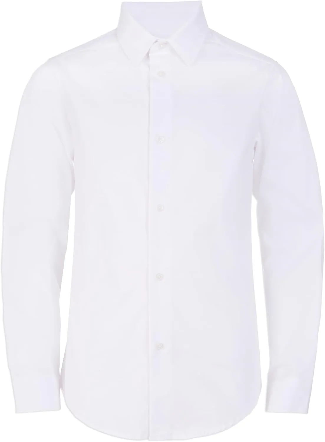Calvin Klein Boys' Long Sleeve Slim Fit Dress Shirt, Button-Down Style with Cuffs & Shirttail Hem