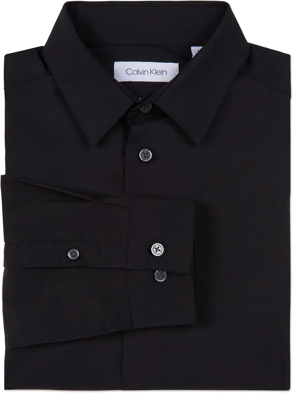 Calvin Klein Boys' Long Sleeve Slim Fit Dress Shirt, Button-Down Style with Cuffs & Shirttail Hem