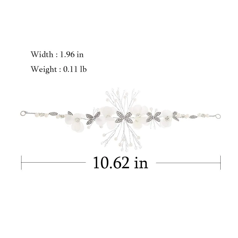 Campsis Flower Girl Heapiece White Pearl Headband Crystal First Communion Hair Accessory for Women and Girls