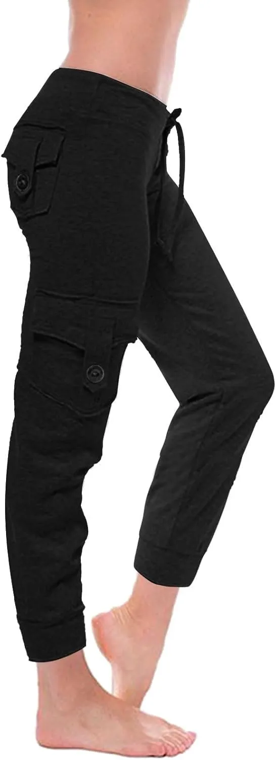 Capri Pants for Women Lightweight Y2k Drawstring Casual High Wasit Stretch Pants Yoga Leggings with Pockets 2025