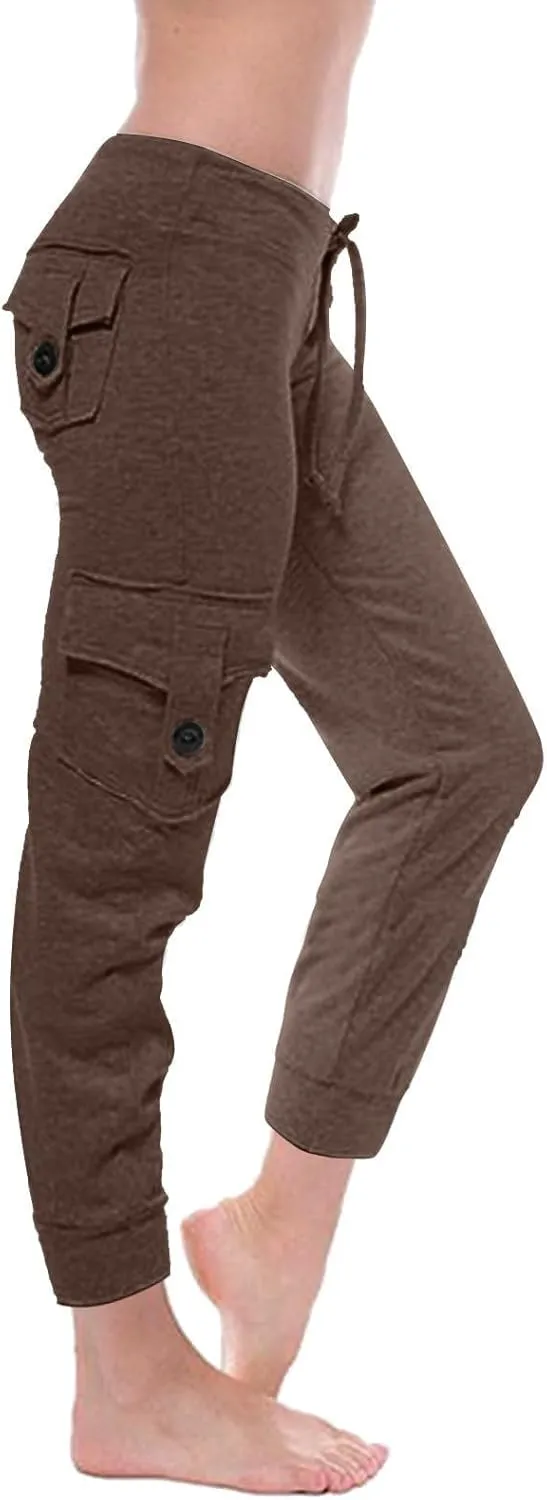 Capri Pants for Women Lightweight Y2k Drawstring Casual High Wasit Stretch Pants Yoga Leggings with Pockets 2025