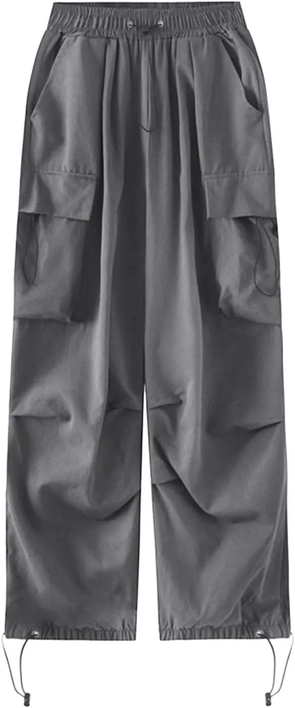 Cargo Pants for Women High Waisted Casual Baggy Parachute Pants Stretchy Wide Leg Streetwear Hiking Pant with Pockets