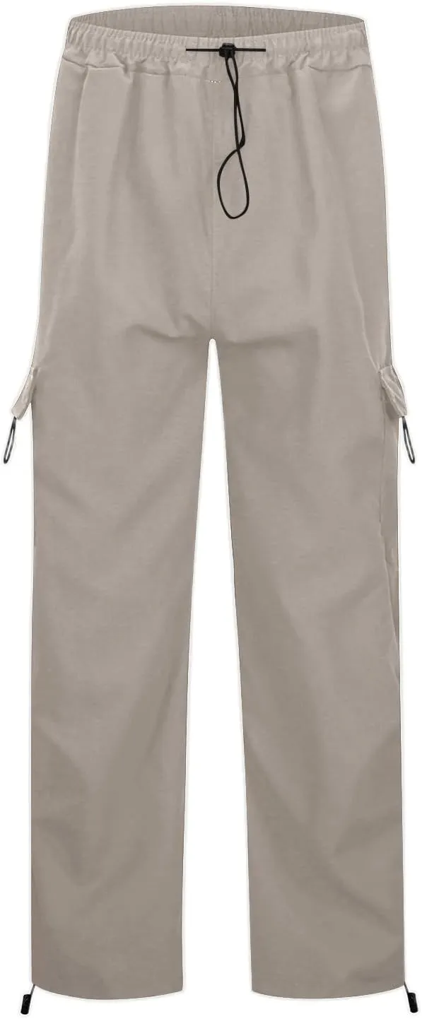Cargo Pants for Women Y2K Baggy Wide Leg Parachute Pant High Waist Trendy Stretchy Hiking Track Trousers with Pockets