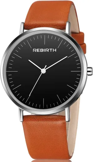 Carlien Men Simple Ultra-Thin Watches Business Analog Black Quartz Watches with Leather Strap