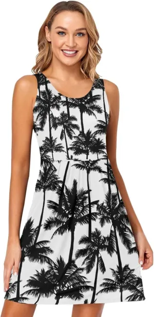 Casual Dresses Women's Summer Sleeveless Swing Pockets Cover Up Sundress(S-2XL)