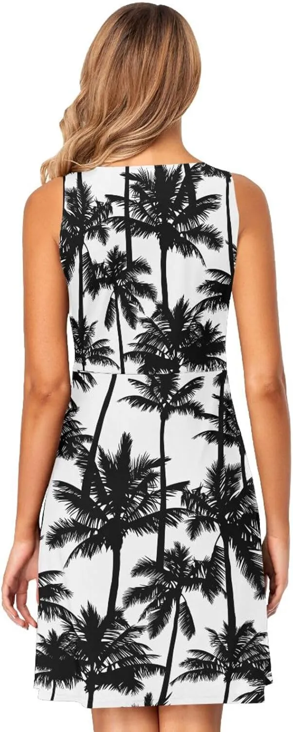 Casual Dresses Women's Summer Sleeveless Swing Pockets Cover Up Sundress(S-2XL)