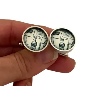 Chemistry Biology Laboratory Cuff Links Cufflinks, Lapel Tie Pin Tack, for Men, Gifts for Him