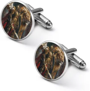 Christian Warrior Knight Lion Fashion Cufflinks for Men Classic Shirts Cuff Links Set for Gifts Wedding Business