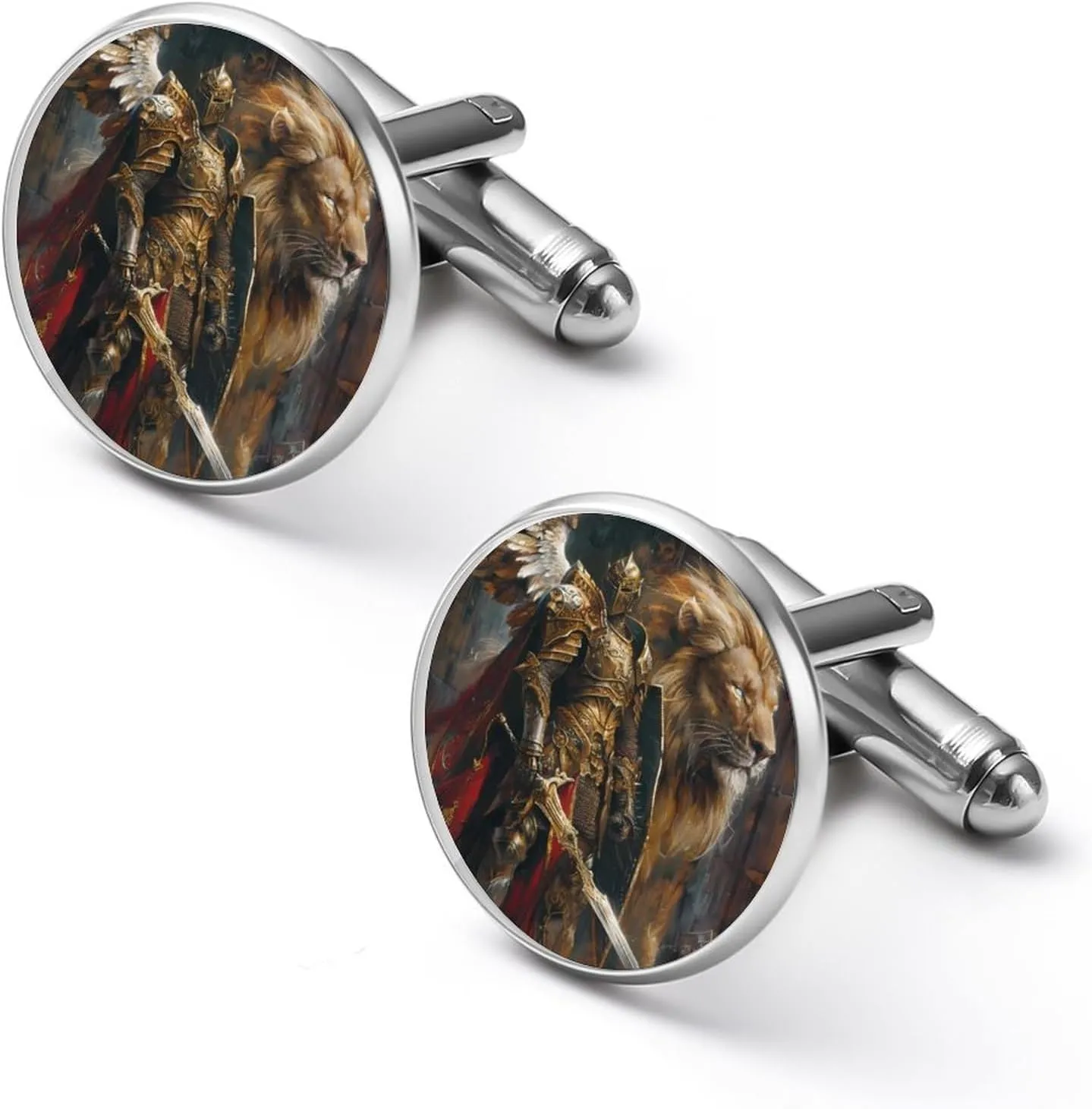 Christian Warrior Knight Lion Fashion Cufflinks for Men Classic Shirts Cuff Links Set for Gifts Wedding Business