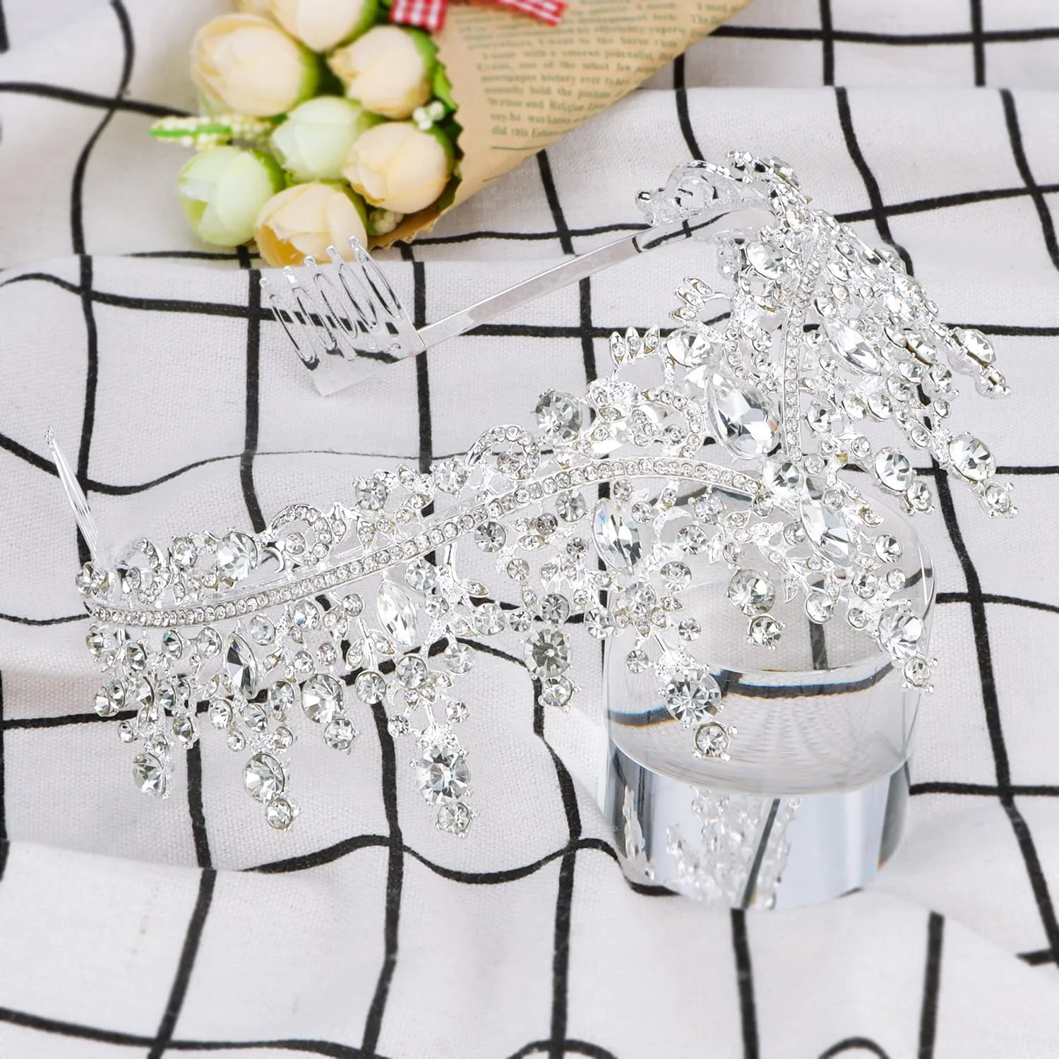 COCIDE Tiara and Crown for Women Crystal Queen Crown Rhinestone Tiara for Girl Bride Wedding Hair Accessories for Bridal Birthday Party Prom