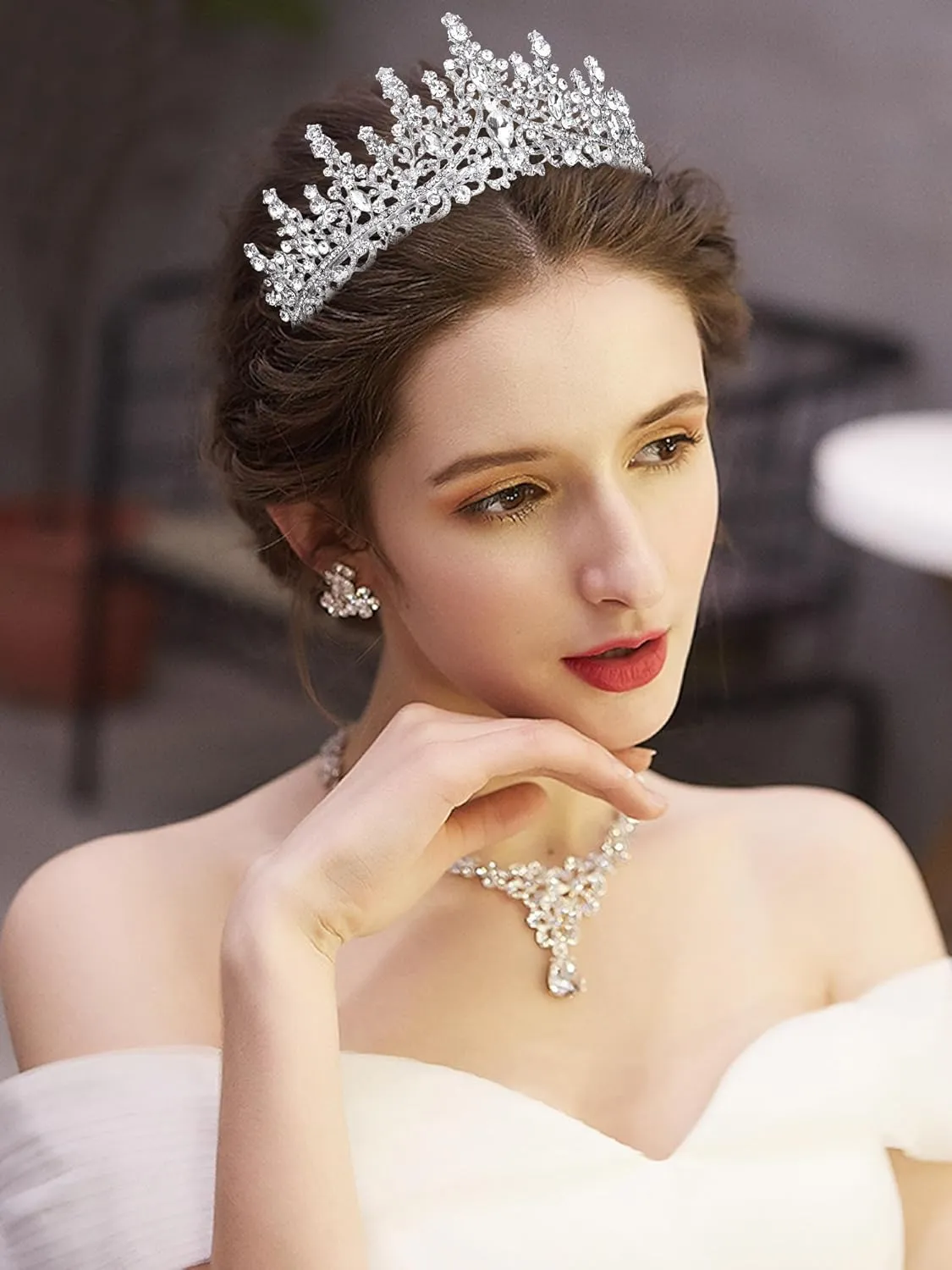 COCIDE Tiara and Crown for Women Crystal Queen Crown Rhinestone Tiara for Girl Bride Wedding Hair Accessories for Bridal Birthday Party Prom