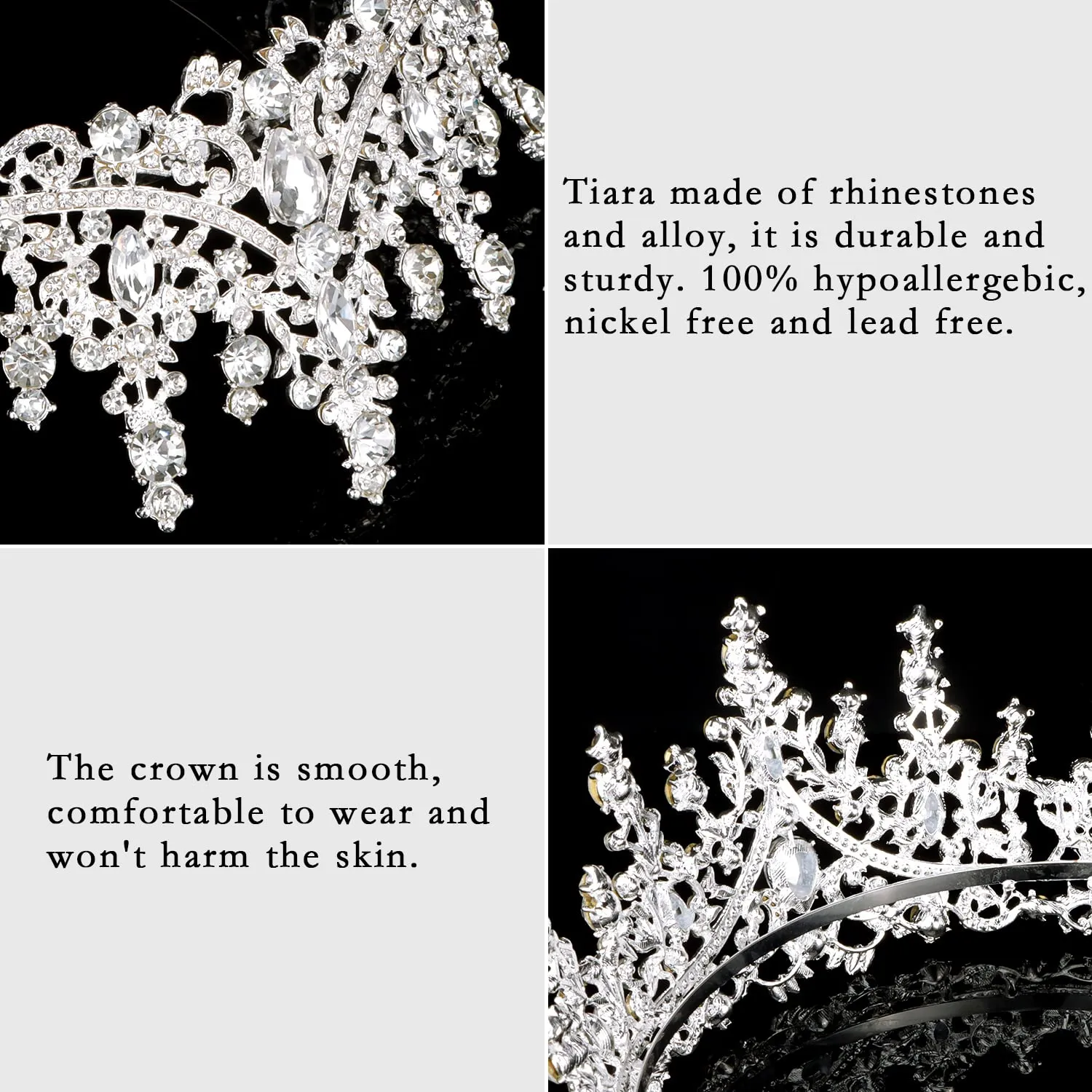 COCIDE Tiara and Crown for Women Crystal Queen Crown Rhinestone Tiara for Girl Bride Wedding Hair Accessories for Bridal Birthday Party Prom