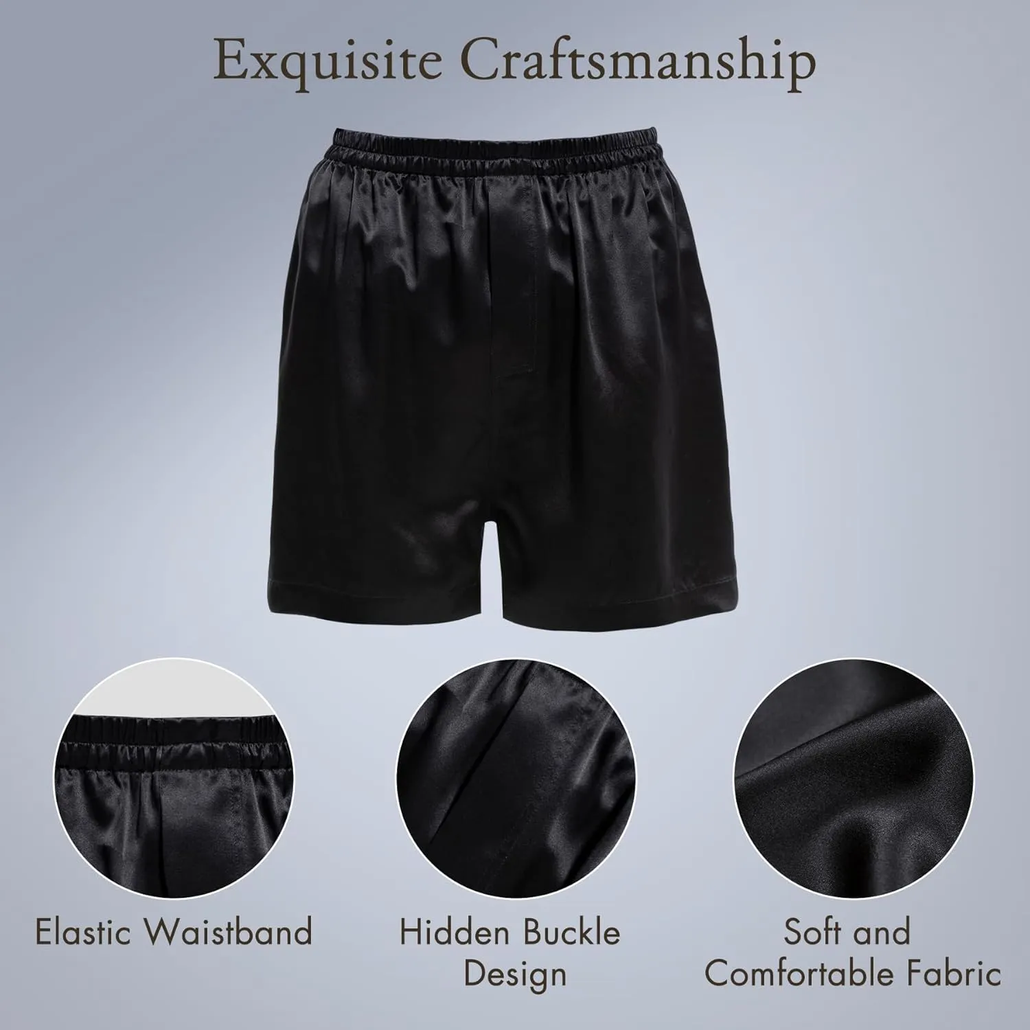 COLD POSH Men's Silk Boxers Luxury Mulberry Silk Underwear, Smooth Loungewear Shorts