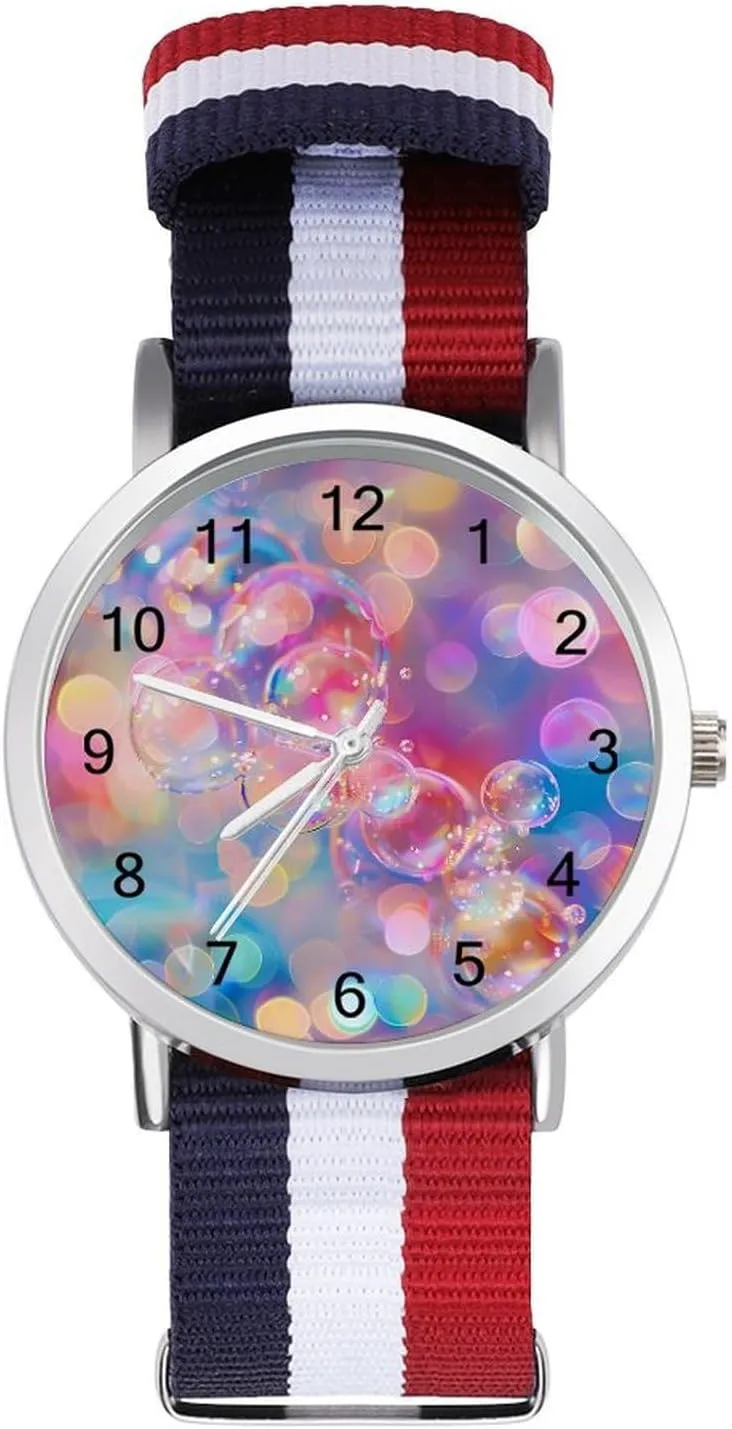 Colorful Bubbles Magic Lightweight Wrist Watch Adjustable Nylon Band Outdoor Sport Work Wrist Watch Easy to Read Time