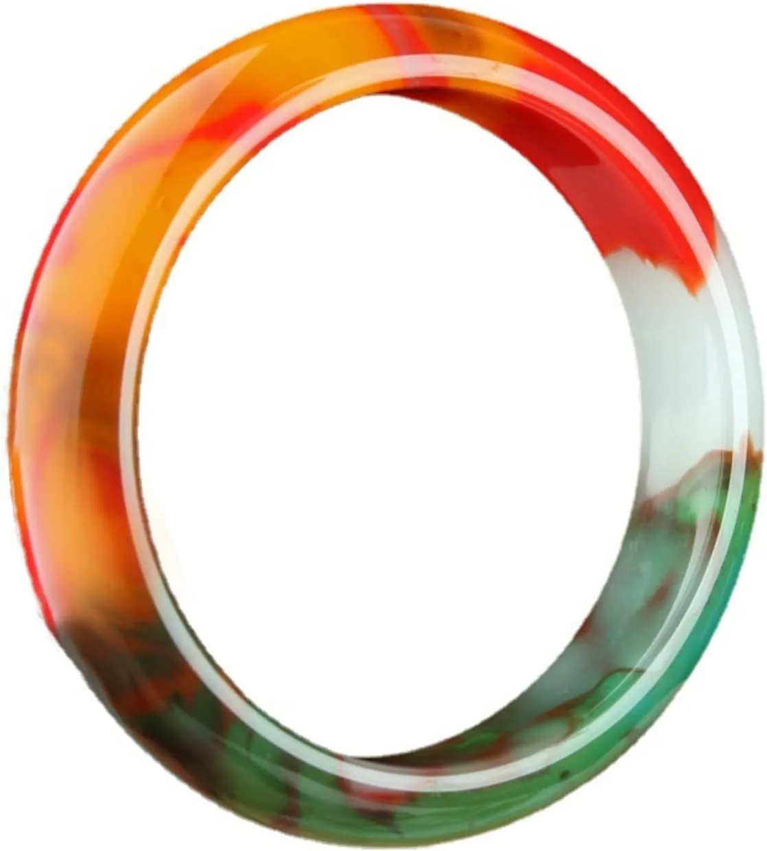 Colorful Gemstone Bangle for Women, Semi-red and Semi-white Design, Appropriate for a Female Friend's Gift