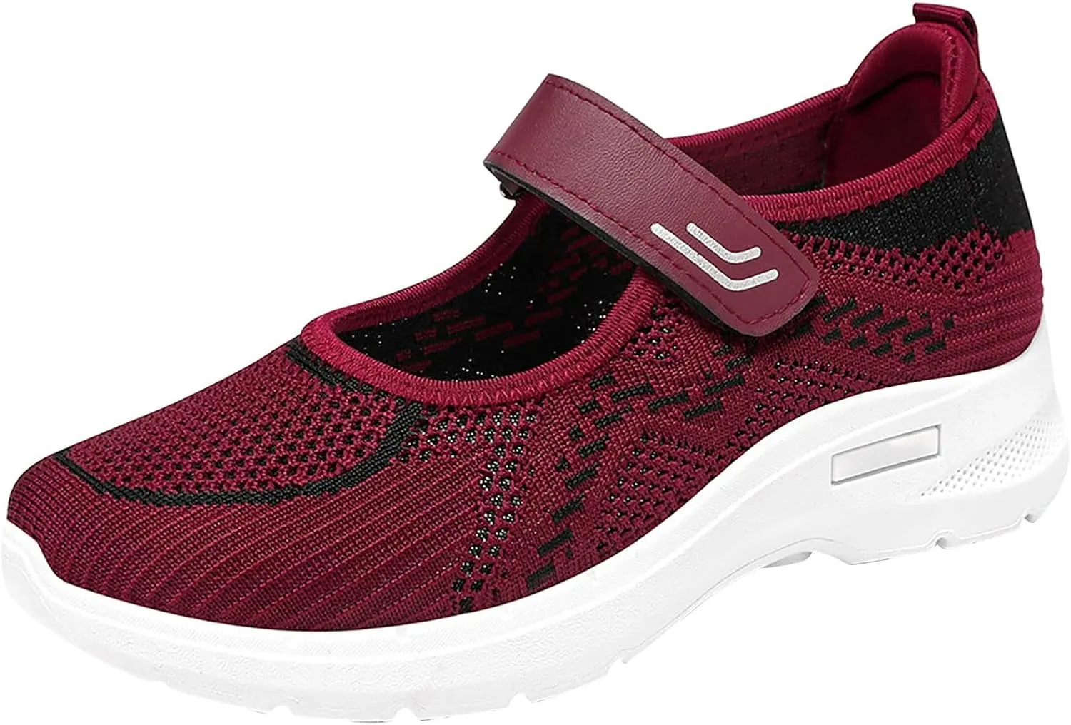Comfortable Women's Sneakers Breathable Woven Slip On Foam Shoes with Waterproof and Warm Design (6.5 UK Red)