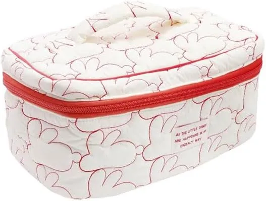 Convenient Large Capacity Cotton Toiletry Bag with Handle Travel Makeup Storage Bag Cute Portable Wash Bag Practical