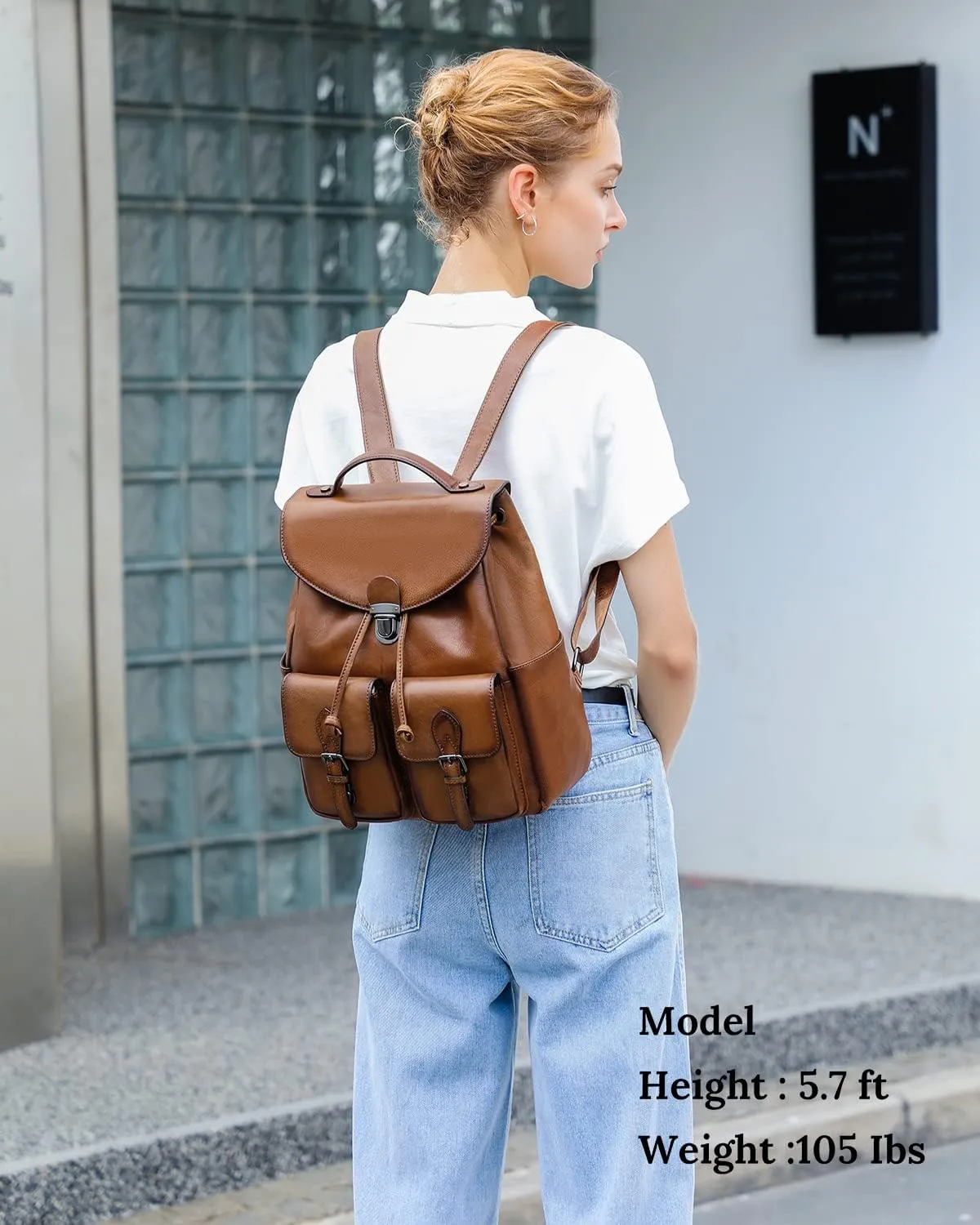 COOLCY Women Vintage Genuine Leather Backpack Purse Fashion Rucksack Practical and Stylish Retro Daypack Bag (Brown) One_Size