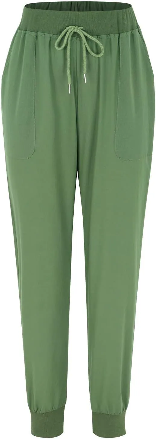 Cotton Linen Pants Women Breathable Comfy Solid Color Palazzo Pants Casual Trendy Elastic Waist Trousers with Pockets