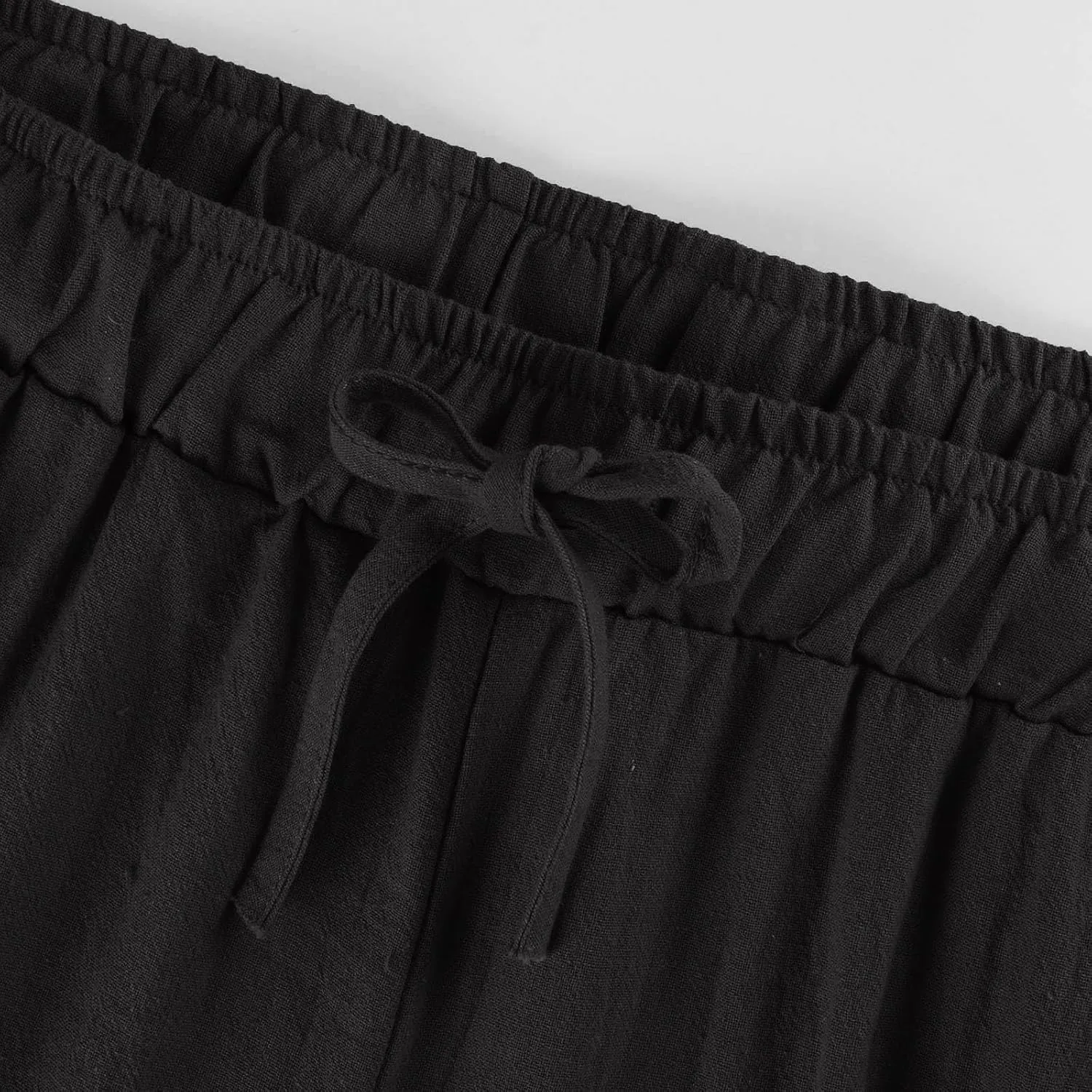 Cropped Linen Pants Women Casual High Waisted Wide Leg Lounge Pant 2025 Loose Lightweight Cotton Capris with Pockets