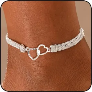 Cross Heart Butterfly Anklets - Silver Waterproof Diamond Rhinestone for Women, Large Plus Size for Big Ankles