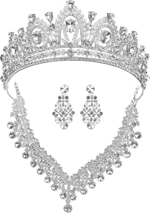 Crystal Crowns and Tiaras jewelry sets for Wedding princess birthday party Halloween Prom Pageant Jewelry for Women Bridal Jewelry Set for women