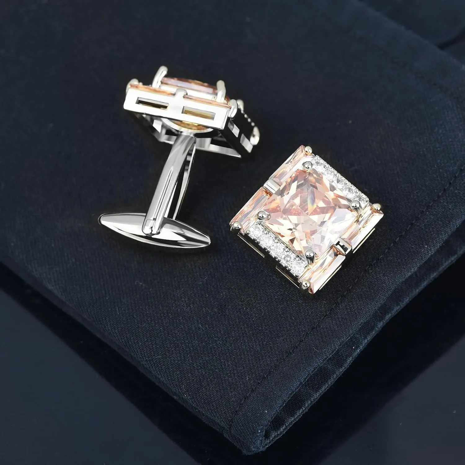 Crystal Cufflinks for Men Luxurious Gorgeous Cuff Links French Shirt Accessories Wedding Business Cufflinks with Gift Box