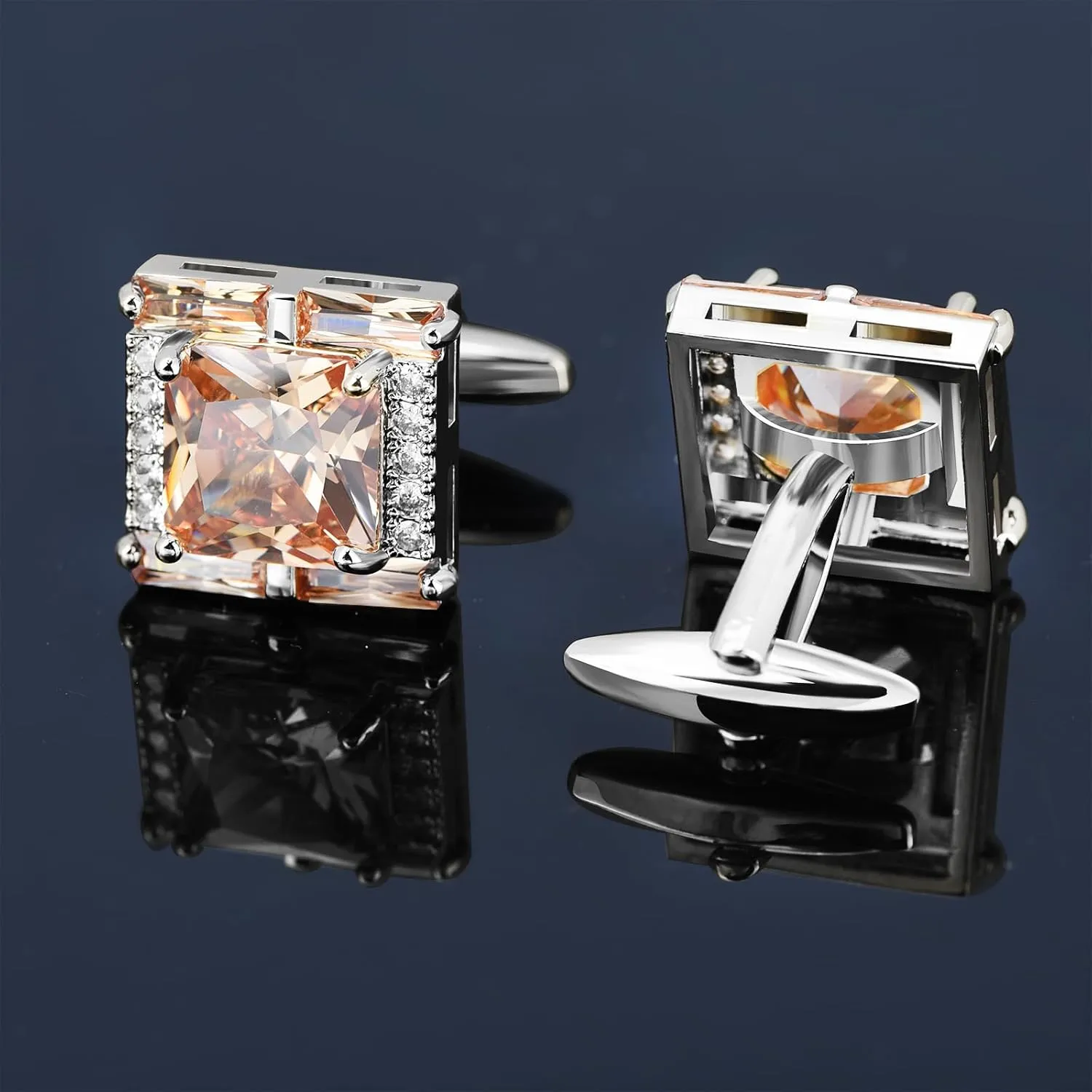Crystal Cufflinks for Men Luxurious Gorgeous Cuff Links French Shirt Accessories Wedding Business Cufflinks with Gift Box
