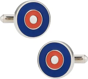 Cuff-Daddy Blue and Red Bulls Eye Silver Cufflinks for Men with Presentation Box & Handmade Cufflinks Shirt Accessories Unique Round Shirt Stud Special Occasions Business Box Cuff Link Men Fashion