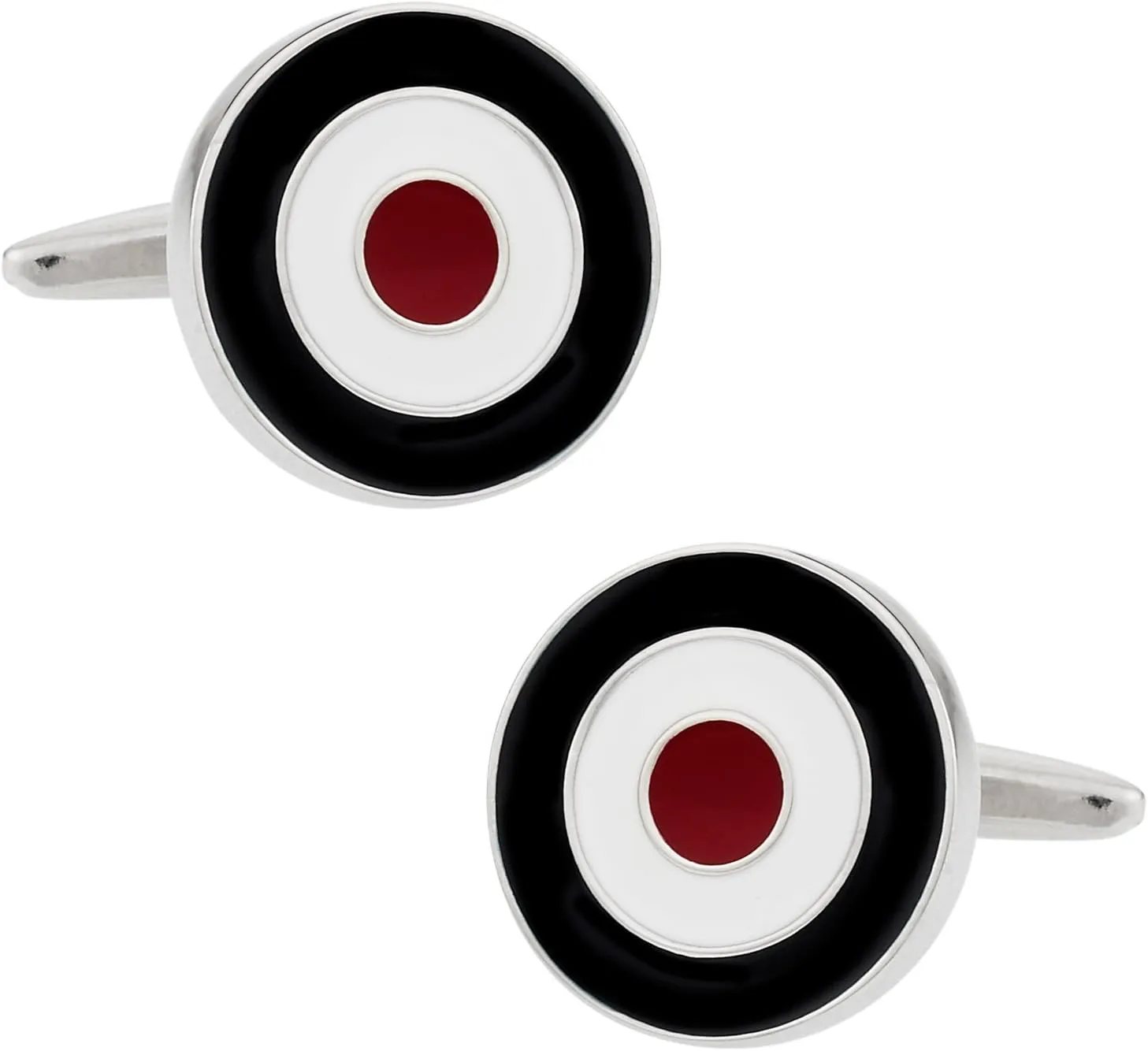 Cuff-Daddy Bold Red White And Blue Bulls Eye Enamel Cufflinks for Men with Presentation Gift Box & Handmade Cufflinks & Shirt Accessories Cuff Link Men Fashion Unique Enamel Studs Storage Travel Box